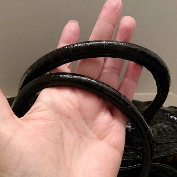 Michael Kors Hamilton Croc Embossed Patent Leather Bag Purse - Picture 5 of 17